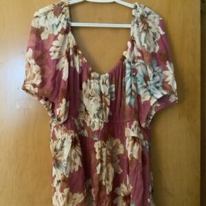 Maurice’s Pink Floral On/Off Shoulder Top Size XXL